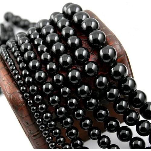 AA Quality Black Onyx Stone Round Stone Beads 15" Strand 3 4 6 8 10 12 MM Pick Size For Jewelry Making
