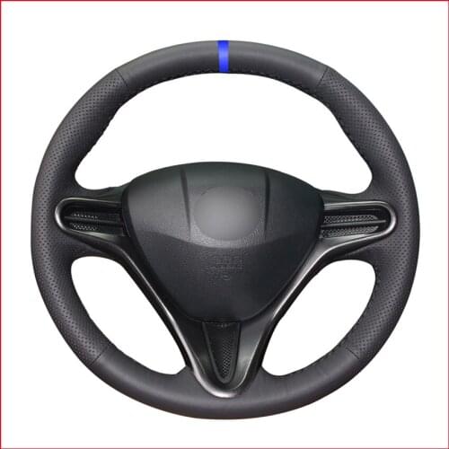 Artificial Leather Blue Marker Steering Wheel Cover for Honda Civic 8 Civic Type R 2006-2011 (3-Spoke)