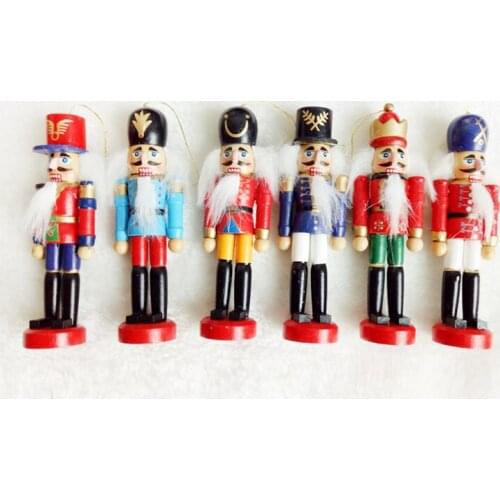 6pcs/set Fashion Gifts Wooden Nutcracker Christmas Tree Decorations Home Decor Christmas Pendants For Children Kids Toys Kerst