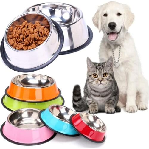 Pets Dog Cat Puppy Anti Skid Stainless Steel Travel Feeding Food Water Bowl Dish