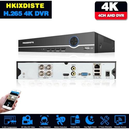6in1 Real H.265 4ch 4K-N 4K 8MP DVR Security CCTV hybrid video recorder DVR P2P Xmeye support AHD/TVI/CVI/CVBS/IP cameras ONVIF