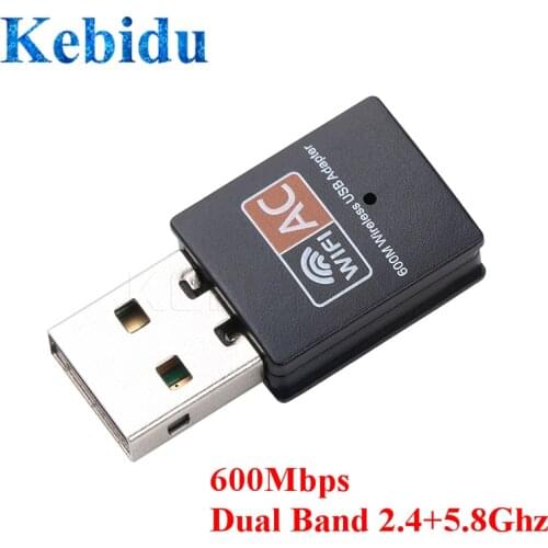 Kebidu Dual Band 2.4+5.8Ghz 600Mbps Wireless USB Network Card WiFi Adapter Antenna PC Receiver for PC for Mac Windows XP/Vista