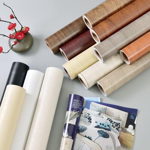 Classic Wood Stripe Waterproof Wallpapers Self-adhesive Peel and Stick to Door Cabinet Modern Furniture Decorative Wall Sticker