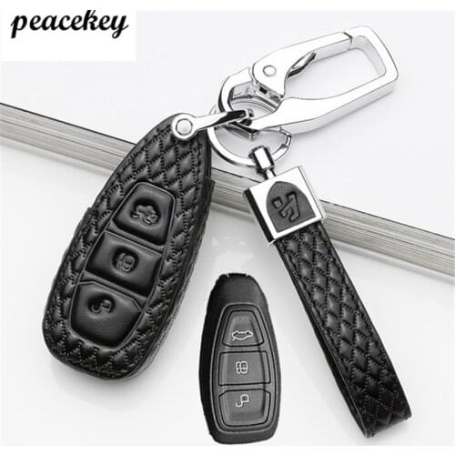 Leather car key chain cover case holder For Ford Focus 2 3 4 MK2 MK3 MK4 Kuga Edge Mondeo Fusion Ecosport Fiesta key wallet