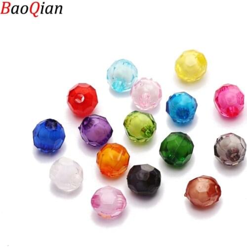 50/100pcs/lot Mixed Color Round Acrylic Spacer Loose Beads For Jewelry DIY Making Necklace Bracelet Handmade Accessories