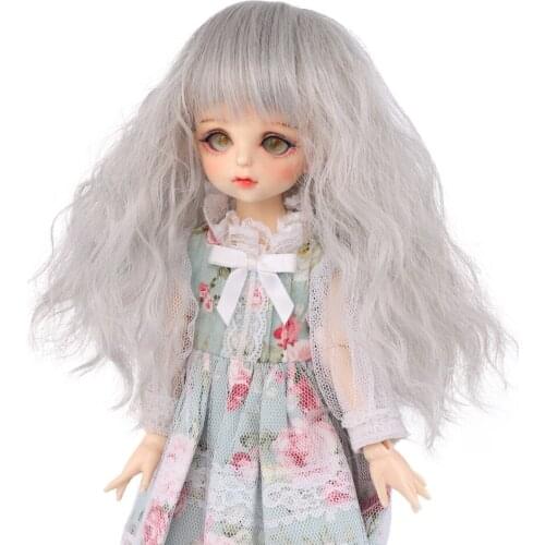 MUZIWIG 1/3 1/6 BJD Doll Wig Long Curly Bangs Hair Natural Color High-temperature Wire DIY BJD Doll Accessories For Girl Gift