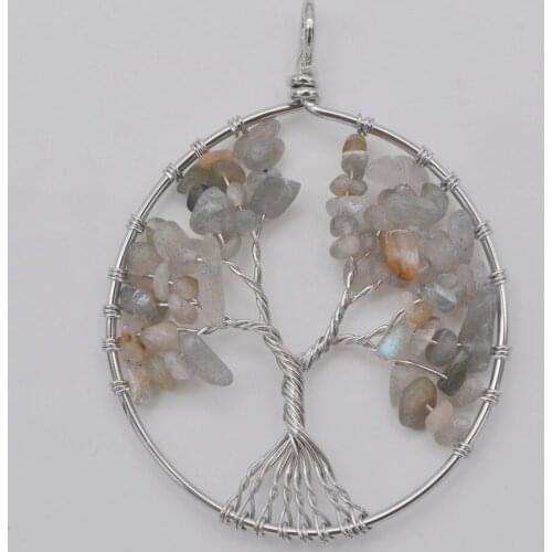 Lucky Tree of life - Labradorite Wire Wrap Pendant Jewelry For Woman Gift S600