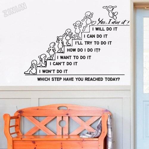 Motivation Wall Decals Quote Living Room Home Devor Which Step Have You Reached Today Decal Office Vinyl Wall Stickers Y114
