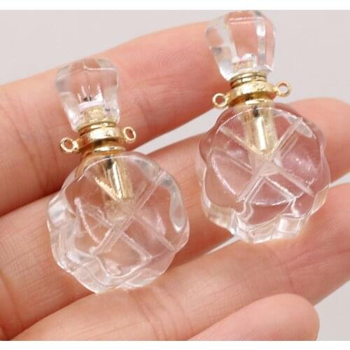 2021 New Style Natural Stone Perfume Bottle Pendant Section White Crystal For Jewelry Making Charms DIY Necklace Accessory