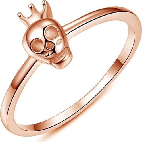 NUNCAD 925Sterling Crown Skull Head Ring Tarnish Resistant Eternity Wedding Bands Stackable Ring Comfort Fit Fashion Ring