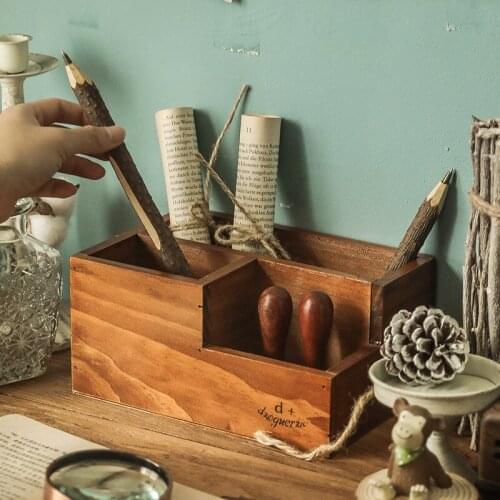 Make Up Organizer Box Storage Boxes Household Porch Key Desktop Shelf Wooden Stationery Pen Holder Bathroom Accessories Organize
