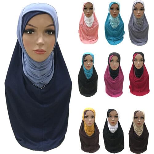 Muslim Women Hijab One Piece Amira Instant Ready To Wear Head Scarf Shawl Wrap Islamic Prayer Turban Hijabs Cap Headscarf Arab
