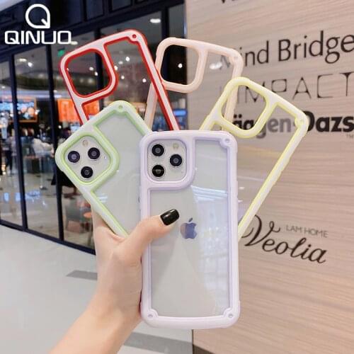 Shockproof Bumper Clear Case For iPhone 12 Pro Max 11 XS SE 2020 X XR 6 S 7 8 Plus Candy Color Soft Silicone Cover iPhone12 Mini