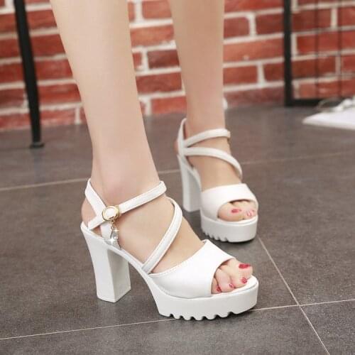 Summer high heels sandals women thick platform shoes Woman Cross Platform Sandals Roman Ladies Shoes Gladiator Heel Pumps white