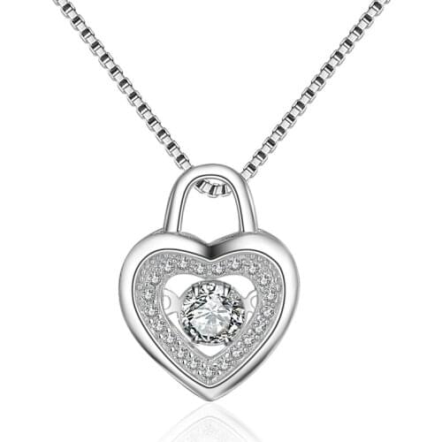 Silver Necklaces 2017 New Shiny Zircon Heart Design 925 Sterling Silver Pendant Necklaces for Women Jewelry Gift Wholesale