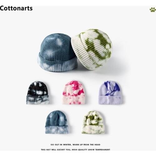 Fashion Tie Dye Knitted Beanie Hat Winter Warm Brimless Hat Men Women Hip Hop Skullies Caps Soft Elastic Casual Gorros Invierno