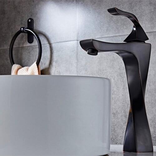 LIUYUE Basin Faucets Black/Chrome Brass Classic Style Elegant Slimming Tall Bathroom Basin Faucet Deck Mounted Crane Mixer Taps