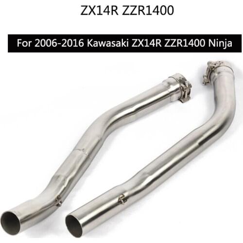 Mid Pipe ) For Kawasaki ZZR1400 Ninja ZX14R 2006-2016 Exhaust Pipe Slip On 51 mm Motorcycle Rear Exhaust Pipe Stainless Steel