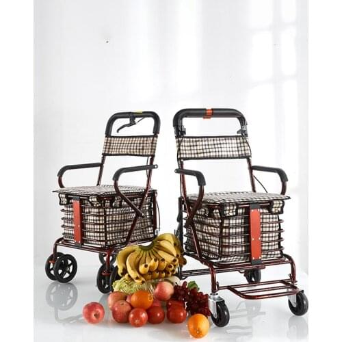 Old man trolley travel can take a walker light folding shopping cart four rounds old portable shopping home car