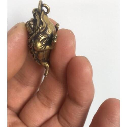 39x23x15mm statue Pure Bronze Folk Fengshui Good Luck 3 Leg Money toad Amulet Pendant