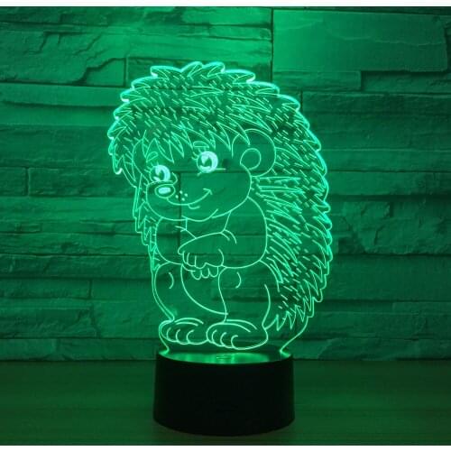 USB LED Custom Hedgehog Acrylic 3D Night Light Colorful Remote Stereo Night Light Creative Gift Night Light