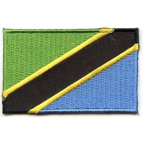 Tanzania flag Embroidery Patch/Country Patch Twill Made by Merrow with Flat Broder Iron On Backing Accept Custom and MOQ 50pcs