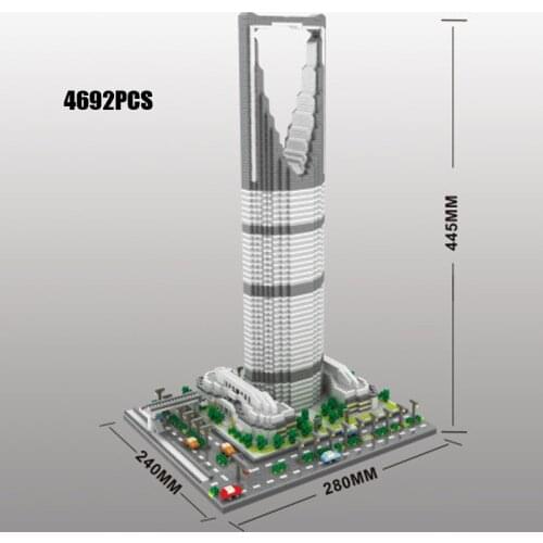 World famous Modern Architecture nanobricks Saudi Arabia Kingdom tower micro diamond block model building bricks toys collection