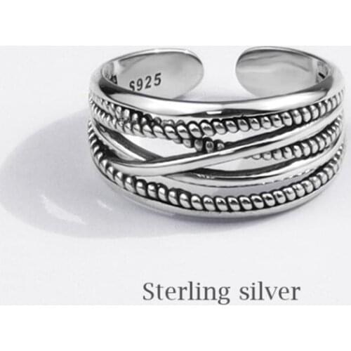 Sole Memory Vintage Cross Multilayer 925 Sterling Silver Female Resizable Opening Rings SRI706