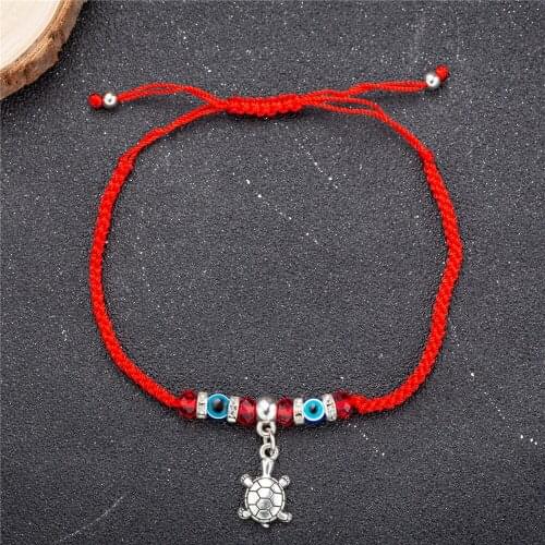 Hand-woven Red Tortoise Thread String Blue Turkish Eye Charm Bracelet For Women Adjustable Braided Rope Jewelry Dropshipping