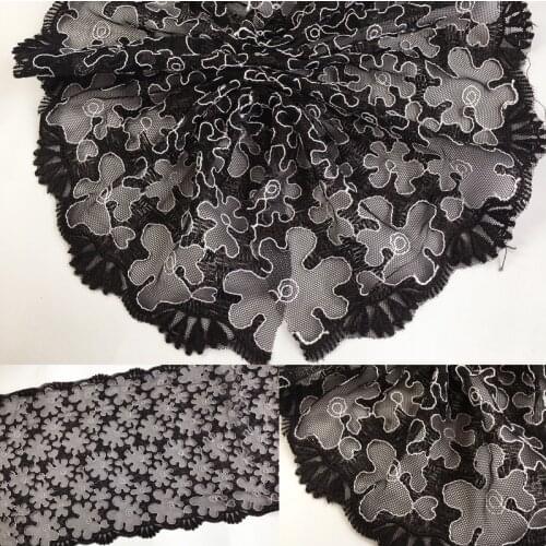 1Meter Two Sides Black Mesh Net Trim Lace Fabric 29cm Ribbons For Wedding Dress Sewing Material Supply