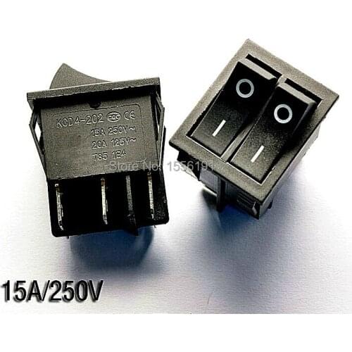 All new 10PCS Double Ship type switch 6pin 15A/250V 20A/125V KCD8-212N Become warped board power switch Black