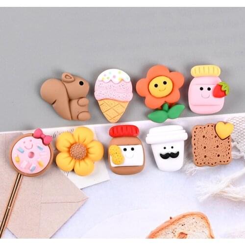 10pcs Kawaii Resin Flatback Cabochons Scrapbooking Clay Simulation Flower Milk Cup Ice Cream Diy Craft Kids Doll Home Decoration