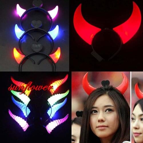 New LED Flashing Devil Horn Women Girls Light Headbands Glow Party Decoration wedding birthday Halloween Christmas Xmas