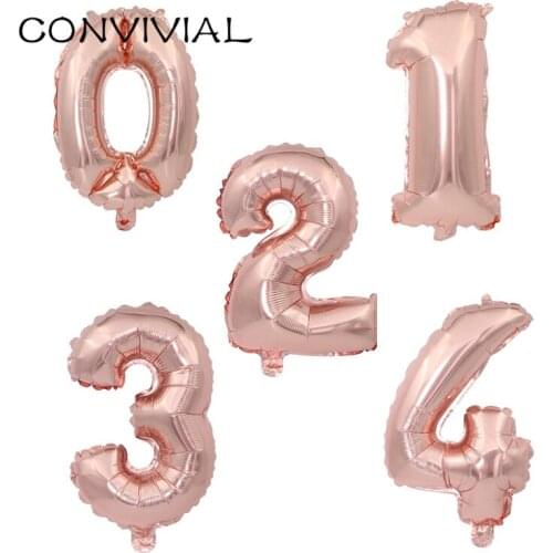 16/32inch Number Birthday Balloon Party Decoration Helium Foil Balloons Rose Gold Inflatable Ballon Air Baloon Party Supply 141