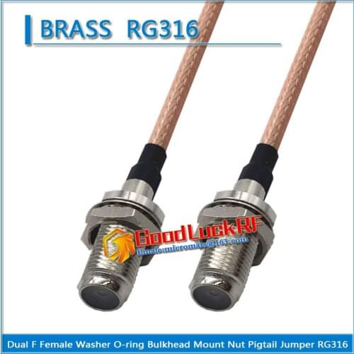 1X Pcs F Female to F Female Washer O-ring Bulkhead Mount Nut Plug Pigtail Jumper RG316 Cable 50 ohm Low Loss Dual F Female