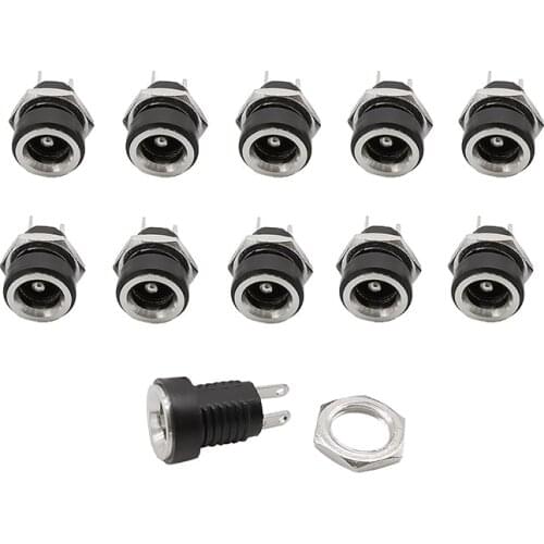 2/5/10Pcs DC-022B DC Power Supply Charging Socket Connector 5.5x2.1mm/5.5x2.5mm DC Female Jack Panel Mount DIY Electrical Adapte