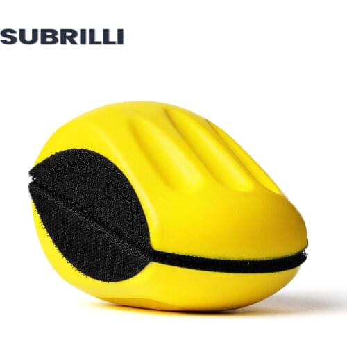 SUBRILLI 2pcs Mouse Shaped Sanding Disc 5 inch PU Foam Hand Grinding Block Abrasive Sandpaper Manual Holder Backing Pad