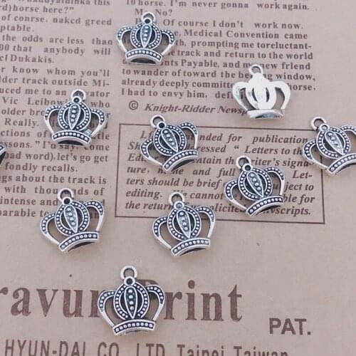 Wholesale 24pcs CharmsCrown pendant 15x15mm Tibetan Silver Plated Pendants Antique Jewelry Making DIY Handmade Craft