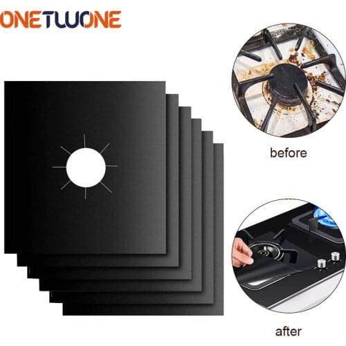 4pcs/set Gas Stove Protectors Cover Non-stick Reusable Top Hob Stovetop Liners Gas Range Protectors Pad Kitchen Accessories