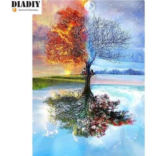 5D DIY Diamond Mosaic Embroidery Four season tree Diamond Painting Full square& round Rhinestone cross stitch Home Decor