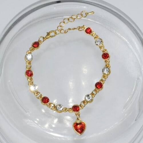 8 Colors Color Retention Wholesale Fashion Jewelry Gold Plated Women Czech Drill Bracelet Seven Colorful Heart Pendant Bracelet