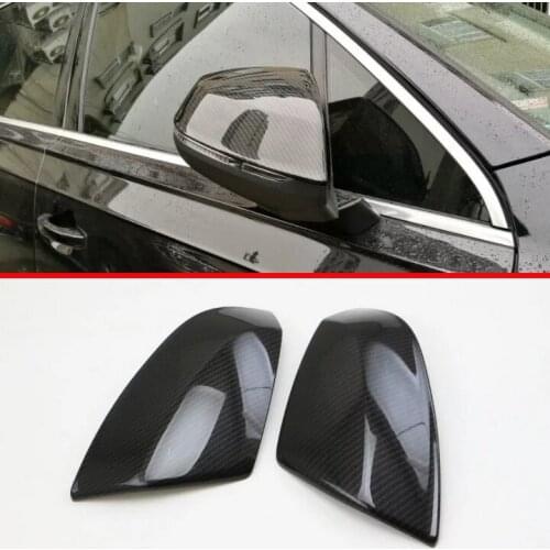 Carbon fiber Car Accessories Side Mirror Cover Trim Rear View Cap Overlay Molding Garnish For AUDI Q7 2016 2017