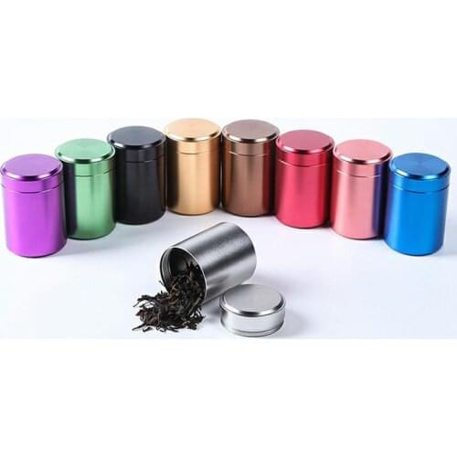 9 Colors Beautiful Aluminum Jar Tea Tin Box 45x65mm Small Cylinder Sealed Cans Coffee Tea Tin Container Storage Box SN2737