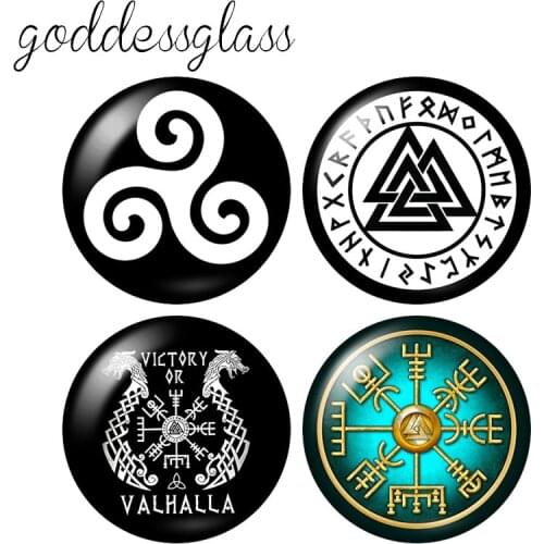 Amulet Badge Viking Totem Odin 's Symbol of Norse 10pcs 12mm/20mm/25mm Round photo glass cabochon flat back Making findings