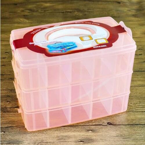 Large size 32*19*24cm 3 layers Storage Box Case Detachable Organizer Bin DIY Desktop Plastic Storage Box For Ornaments Cosmetics