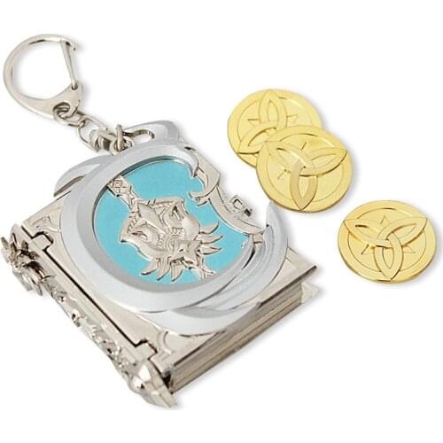 Game Genshin Impact Klee Magic Weapons Cosplay Alloy Key Chain Accessories Toys Holy Relic Mora Coin Keyring Pendants Gift Prop