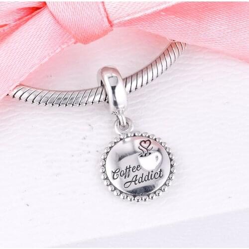 Coffee Addict Dangle Charm Fit Pandora Bracelet Necklace S925 Silver Beads DIY Jewelry for Women Gift 02667
