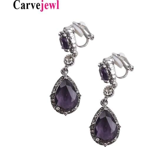 Carvejewl drop dangle earrings oval tear drop glass crystal rhinestone noble vintage earrings For Women girl jewelry wholesale