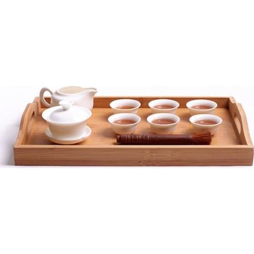 Multi-sizes Wooden Tea Breakfast Serving Trays Craft Plain Wood Platter Tea Tray Fruit Dish Or Pastry Plate