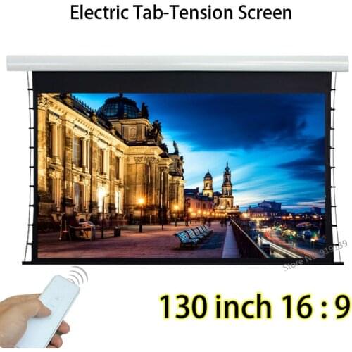 Full HD 130inch 16 By 9 Tensioned Auto Projection Projector Screen With Wireless Remote Control For Home Theater